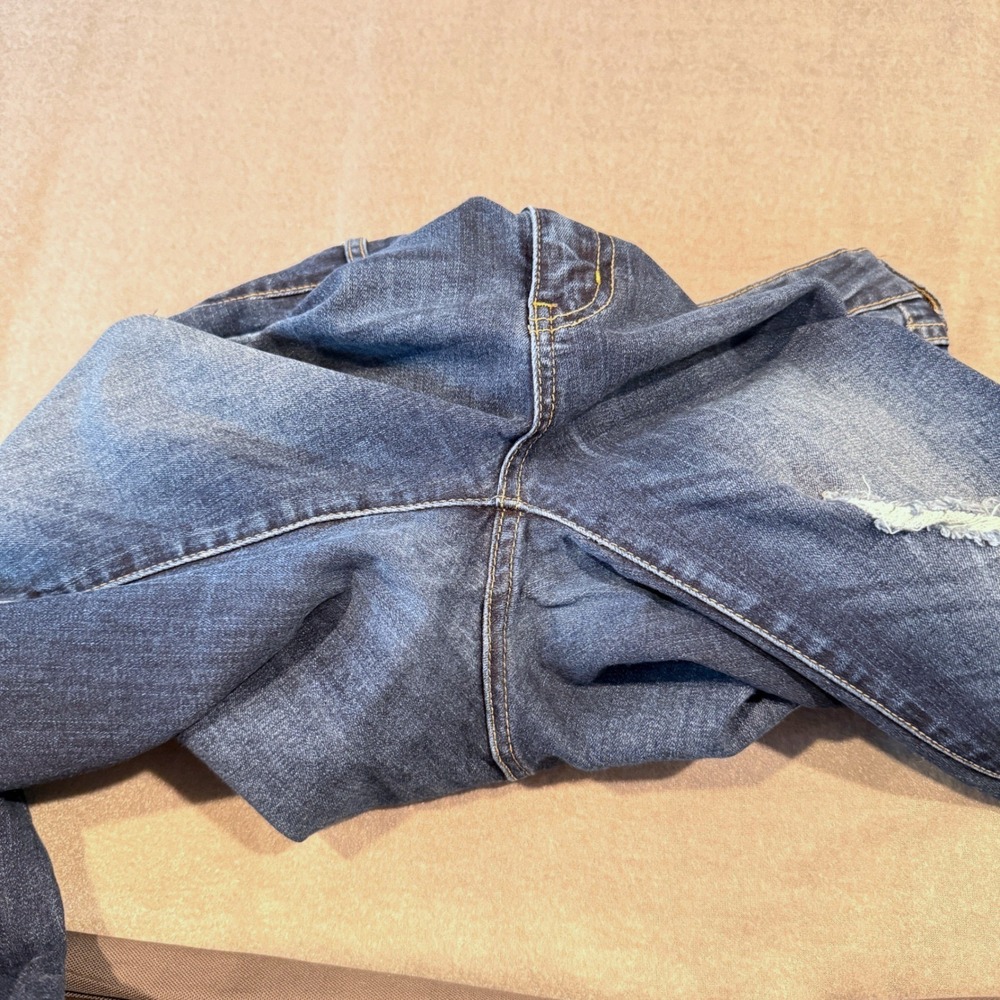 JUST USA Distressed Skinny Jeans Womens Size 29 Blue Stretch Mid Rise Frayed Hem - Picture 9 of 10